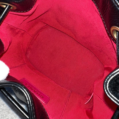 Chanel Mini Drawstring Bucket Bag in Glossy Distressed Black Calfskin and AGHW