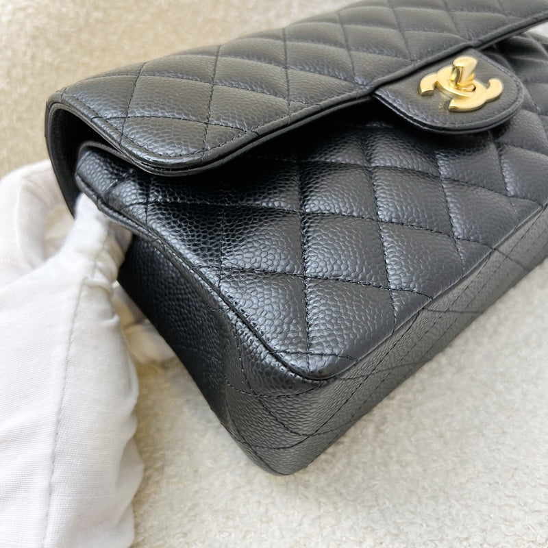 Chanel Small Classic Flap CF in Black Caviar and GHW (Model: A01113)