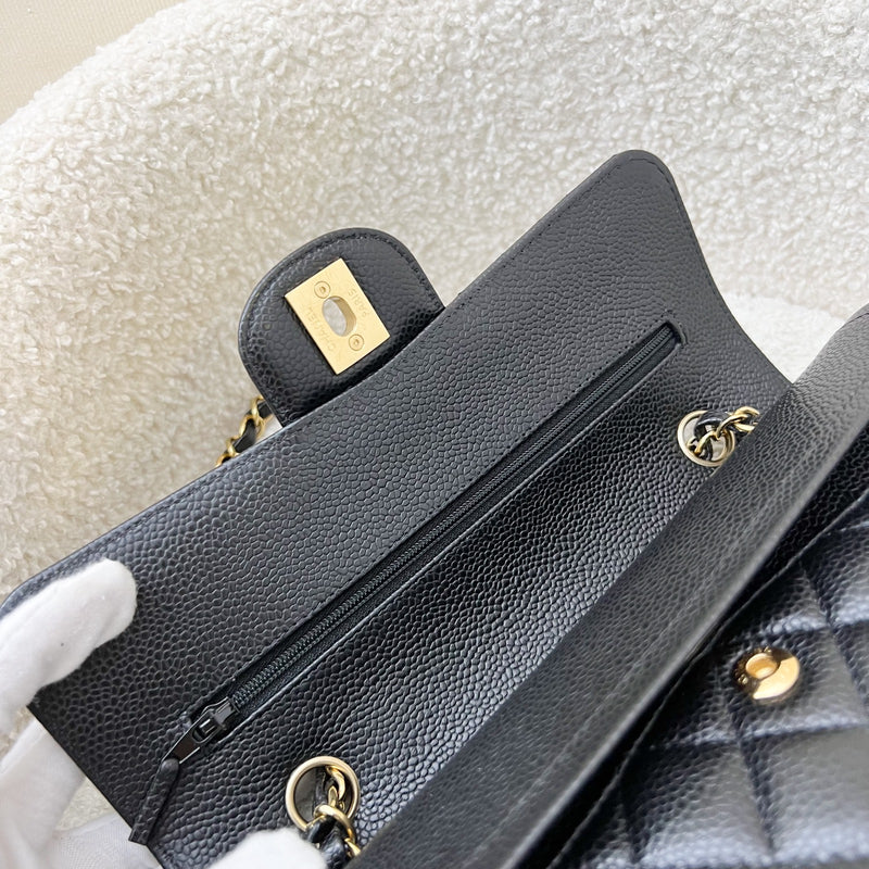 Chanel Small Classic Flap CF in Black Caviar and GHW (Model: A01113)