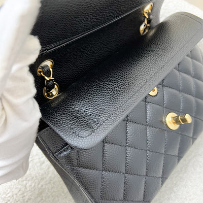 Chanel Small Classic Flap CF in Black Caviar and GHW (Model: A01113)