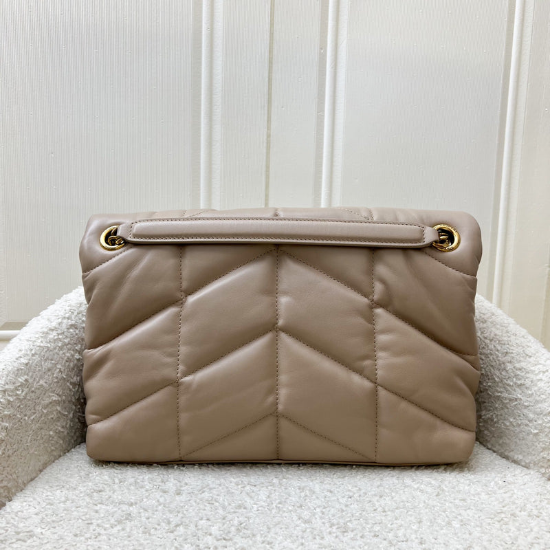 Saint Laurent YSL Small Loulou Puffer in Beige Lambskin and GHW