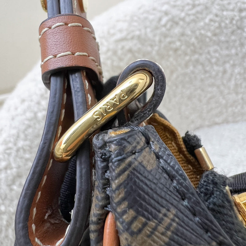Celine Medium Ava Triomphe Bag in in Coated Triomphe Canvas, Tan Calfskin and GHW (Model: 193952BZJ.04LU)