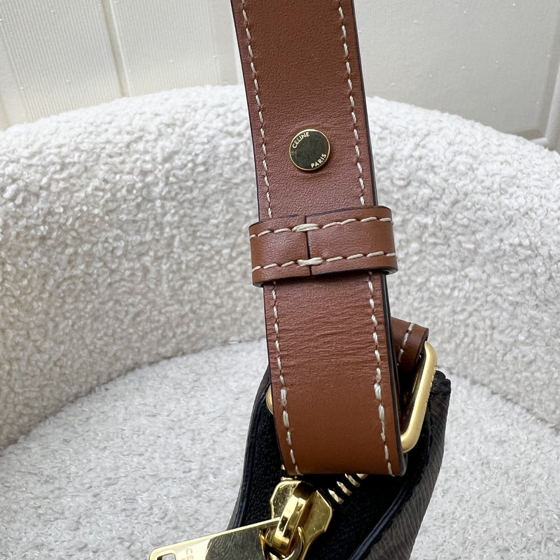 Celine Medium Ava Triomphe Bag in in Coated Triomphe Canvas, Tan Calfskin and GHW (Model: 193952BZJ.04LU)