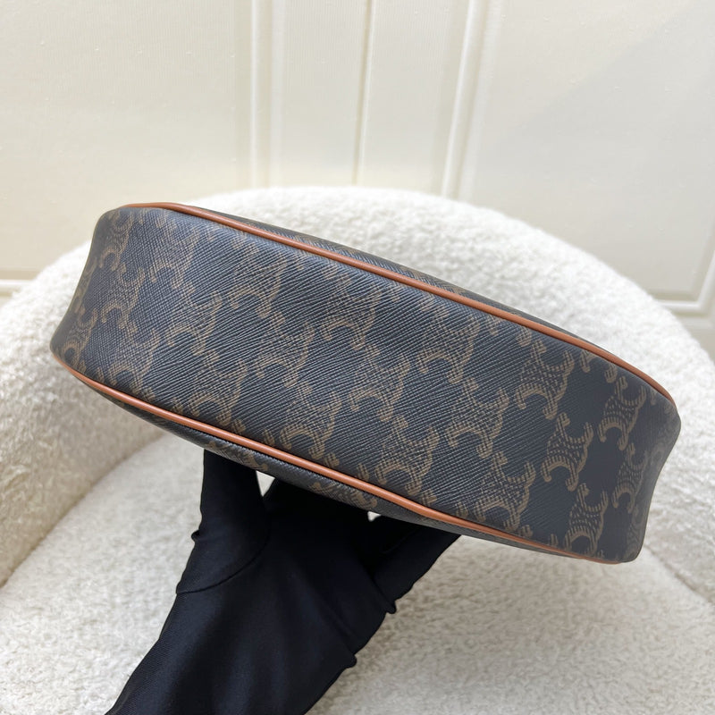 Celine Medium Ava Triomphe Bag in in Coated Triomphe Canvas, Tan Calfskin and GHW (Model: 193952BZJ.04LU)
