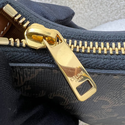 Celine Medium Ava Triomphe Bag in in Coated Triomphe Canvas, Tan Calfskin and GHW (Model: 193952BZJ.04LU)