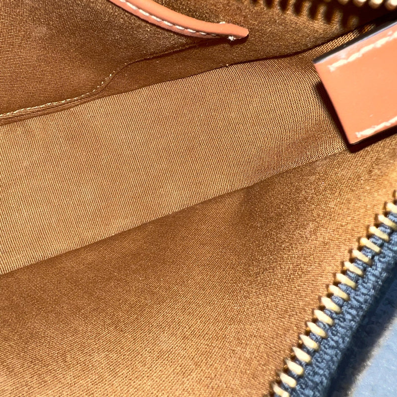 Celine Medium Ava Triomphe Bag in in Coated Triomphe Canvas, Tan Calfskin and GHW (Model: 193952BZJ.04LU)