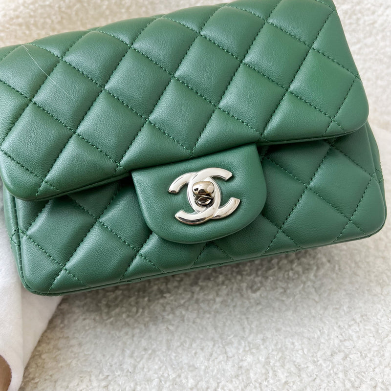 Chanel Classic Square Mini Flap in Forest Green Stiff Lambskin and SHW