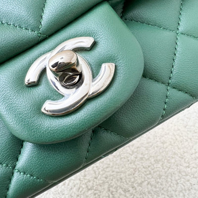 Chanel Classic Square Mini Flap in Forest Green Stiff Lambskin and SHW