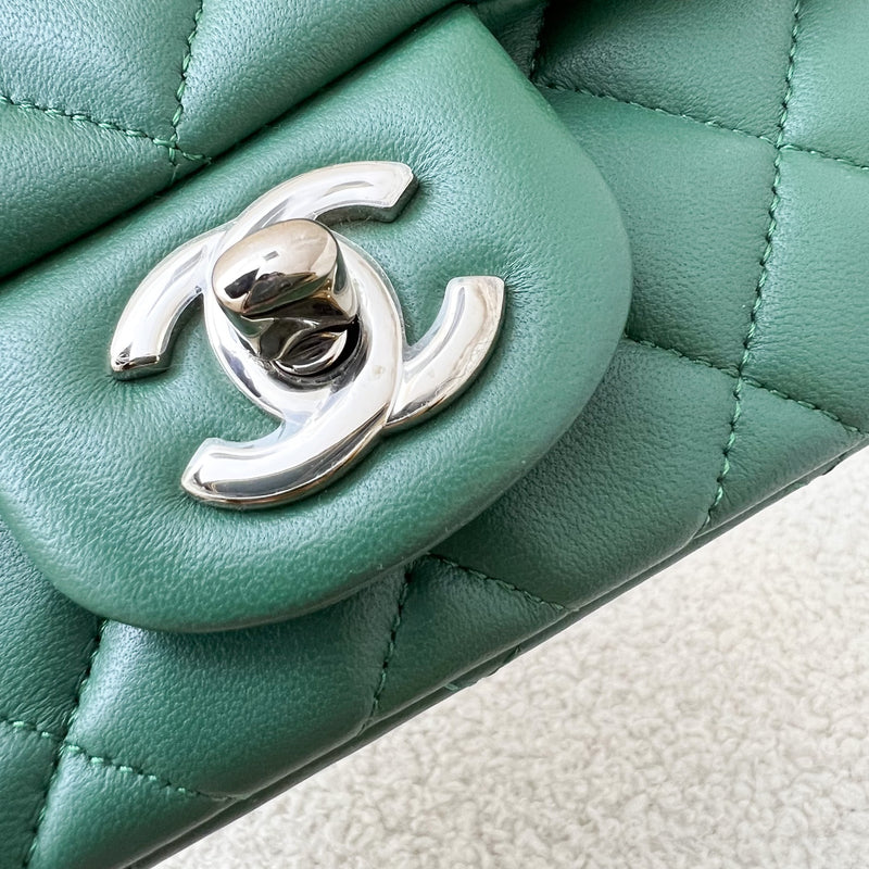 Chanel Classic Square Mini Flap in Forest Green Stiff Lambskin and SHW