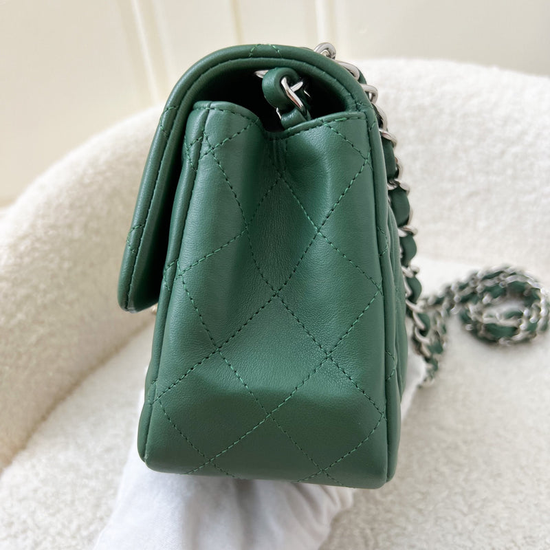 Chanel Classic Square Mini Flap in Forest Green Stiff Lambskin and SHW