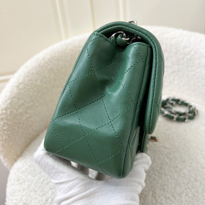 Chanel Classic Square Mini Flap in Forest Green Stiff Lambskin and SHW