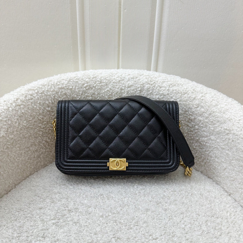 Chanel Boy Clutch on Chain WOC in Black Caviar AGHW