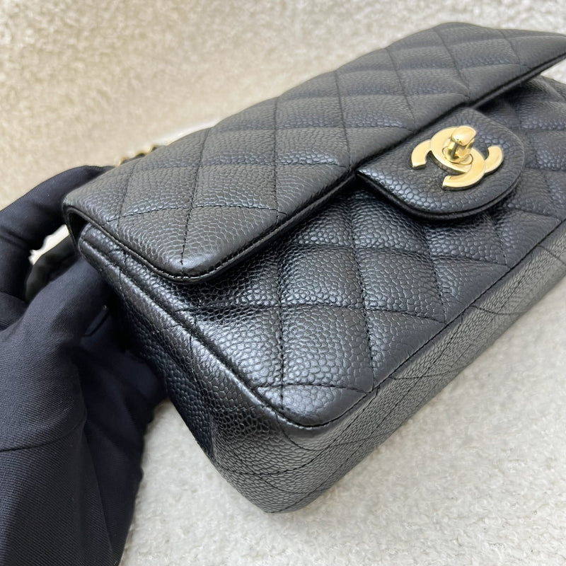 Chanel Classic Mini Rectangle Flap in Black Caviar and GHW