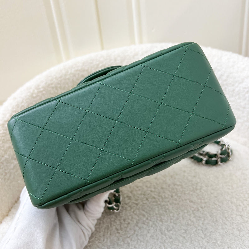 Chanel Classic Square Mini Flap in Forest Green Stiff Lambskin and SHW