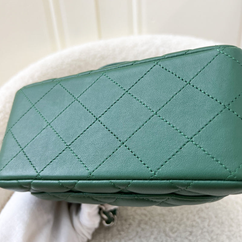 Chanel Classic Square Mini Flap in Forest Green Stiff Lambskin and SHW