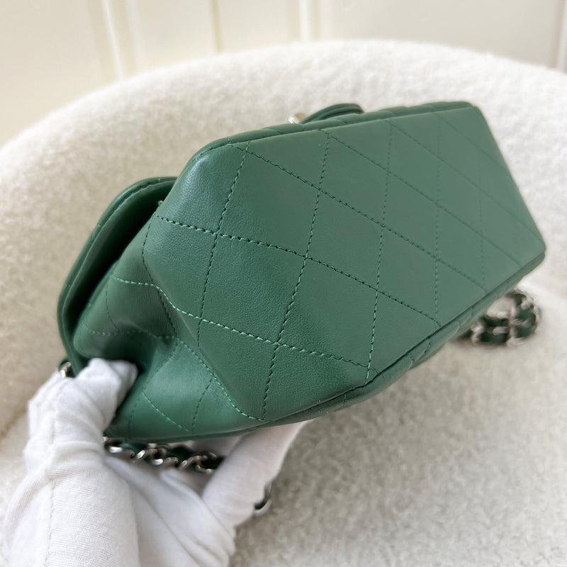 Chanel Classic Square Mini Flap in Forest Green Stiff Lambskin and SHW