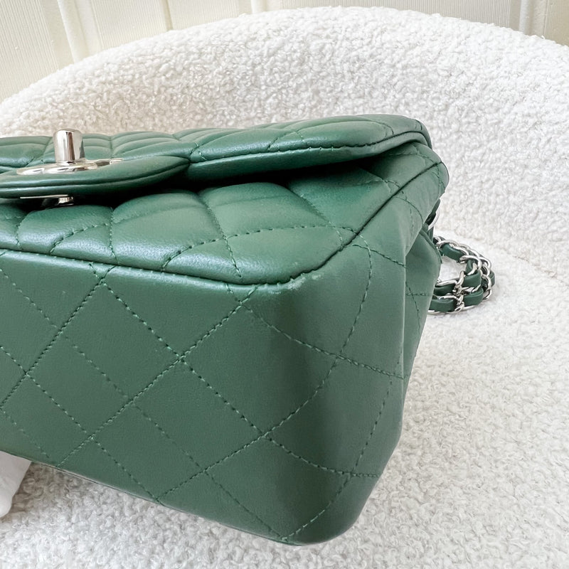 Chanel Classic Square Mini Flap in Forest Green Stiff Lambskin and SHW