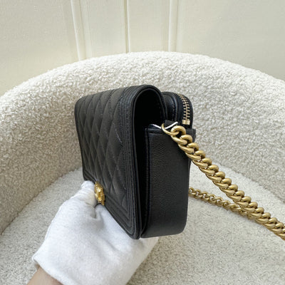 Chanel Boy Clutch on Chain WOC in Black Caviar AGHW