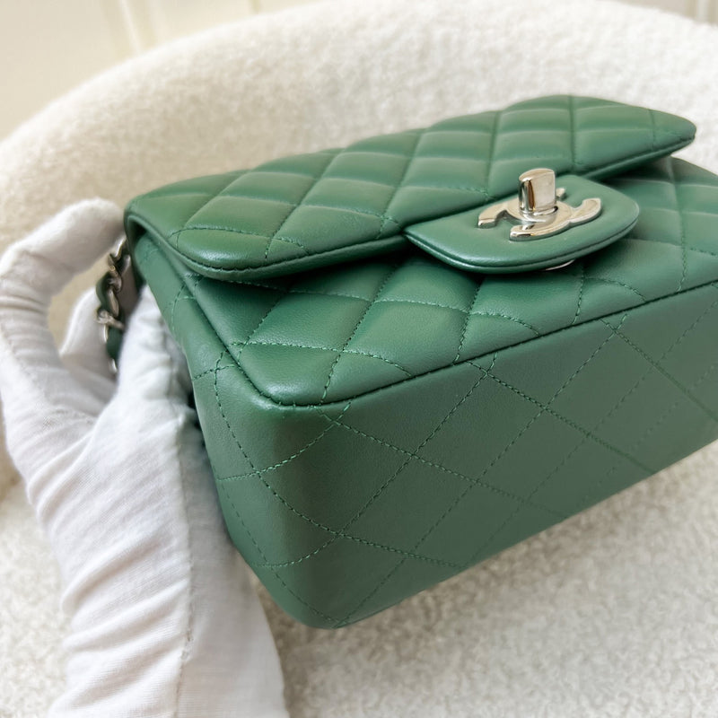 Chanel Classic Square Mini Flap in Forest Green Stiff Lambskin and SHW