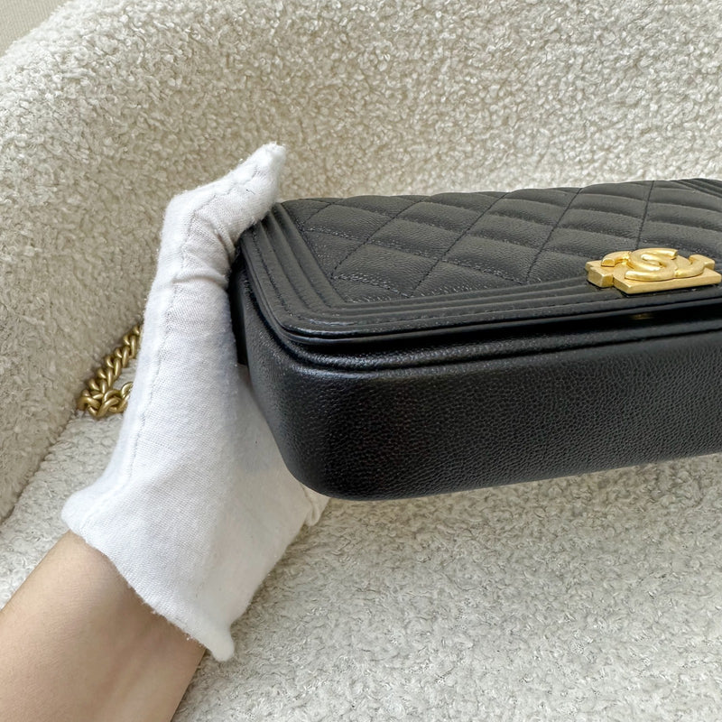 Chanel Boy Clutch on Chain WOC in Black Caviar AGHW