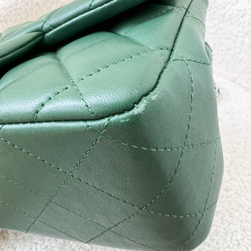 Chanel Classic Square Mini Flap in Forest Green Stiff Lambskin and SHW