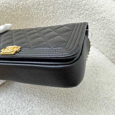 Chanel Boy Clutch on Chain WOC in Black Caviar AGHW