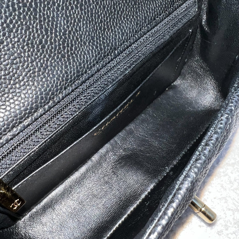 Chanel Classic Mini Rectangle Flap in Black Caviar and GHW