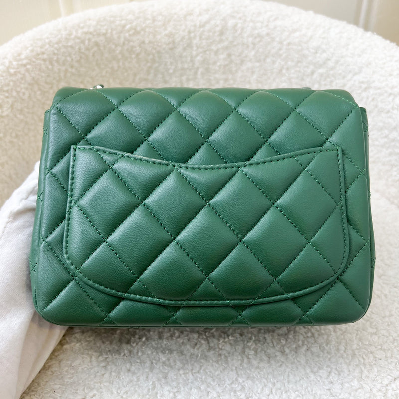 Chanel Classic Square Mini Flap in Forest Green Stiff Lambskin and SHW