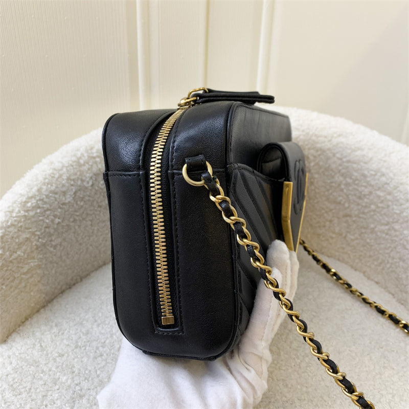 Chanel 16B Small Camera Case in Black Leather and AGHW