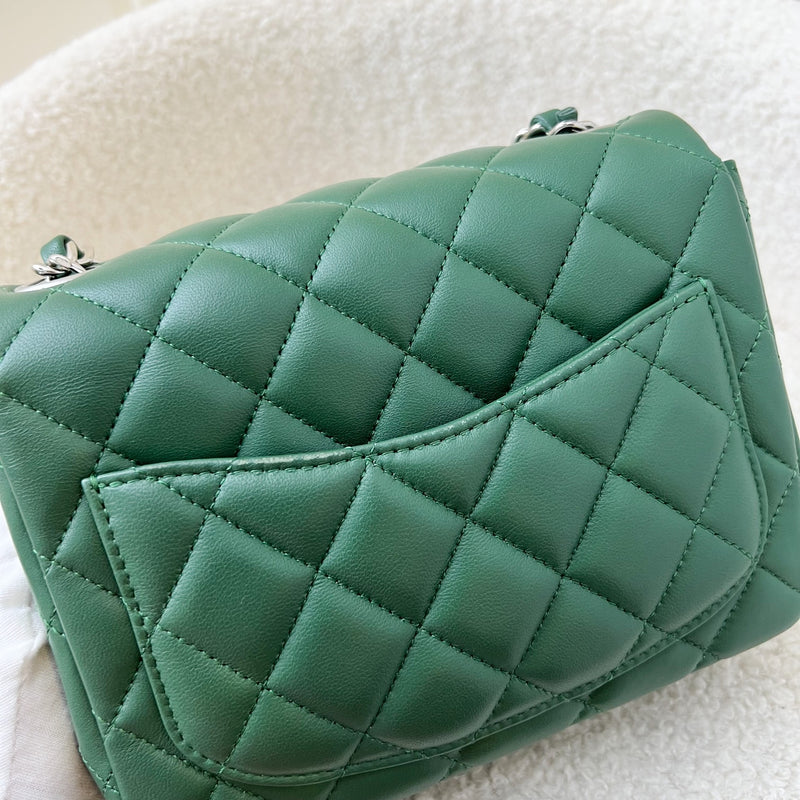 Chanel Classic Square Mini Flap in Forest Green Stiff Lambskin and SHW