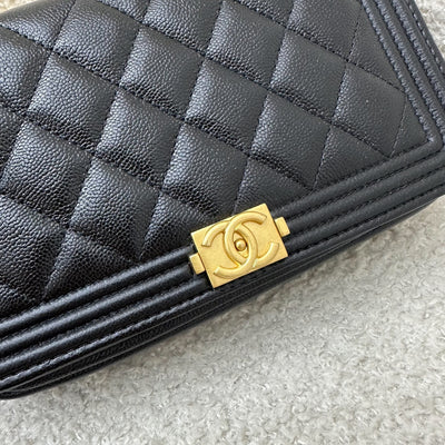 Chanel Boy Clutch on Chain WOC in Black Caviar AGHW