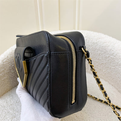 Chanel 16B Small Camera Case in Black Leather and AGHW