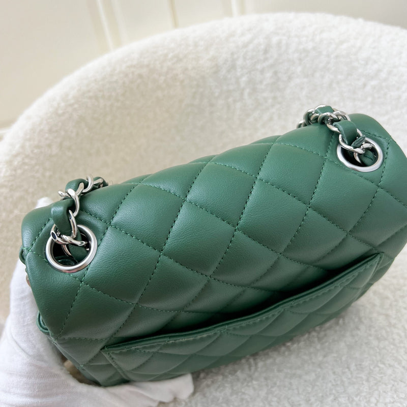 Chanel Classic Square Mini Flap in Forest Green Stiff Lambskin and SHW