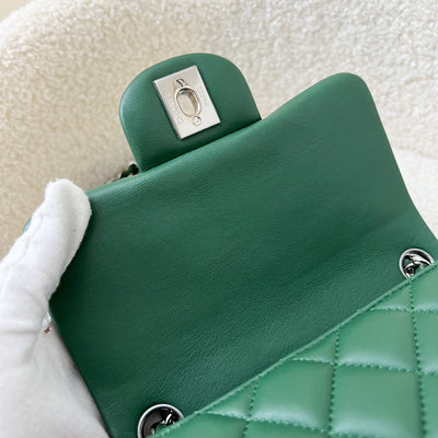 Chanel Classic Square Mini Flap in Forest Green Stiff Lambskin and SHW