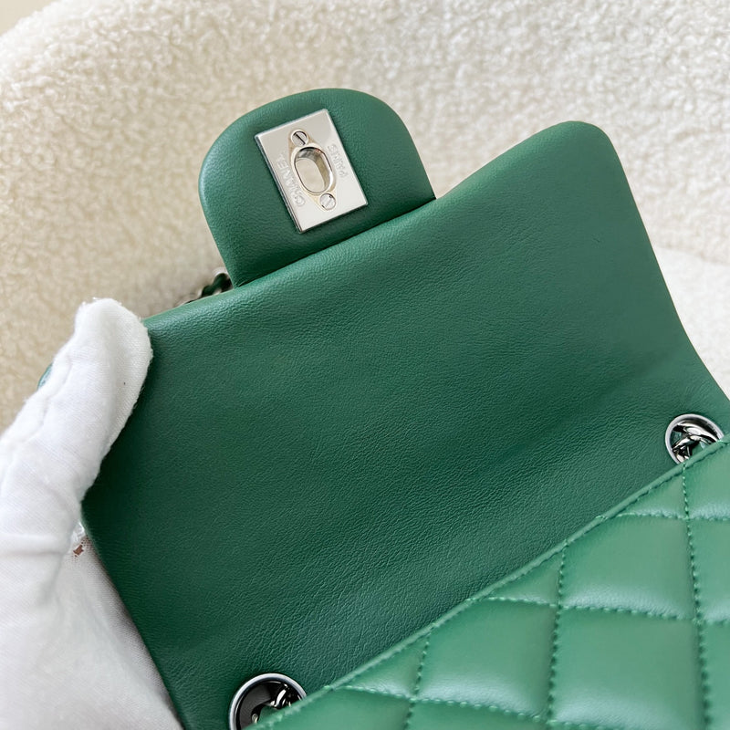 Chanel Classic Square Mini Flap in Forest Green Stiff Lambskin and SHW