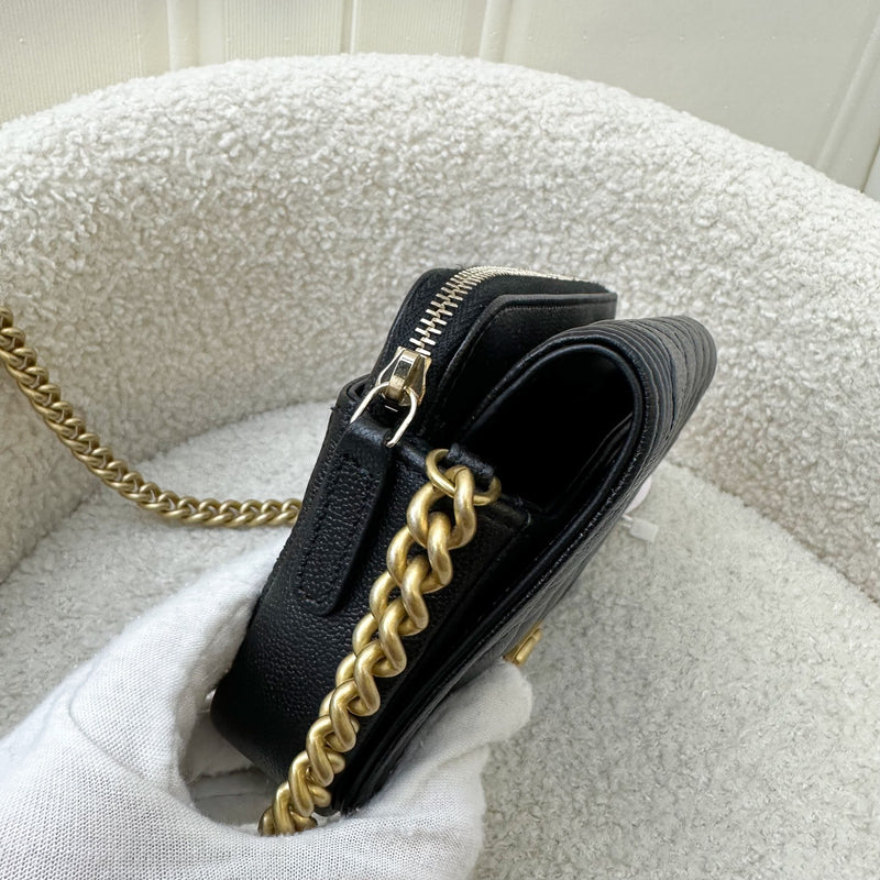 Chanel Boy Clutch on Chain WOC in Black Caviar AGHW