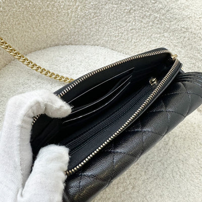 Chanel Boy Clutch on Chain WOC in Black Caviar AGHW