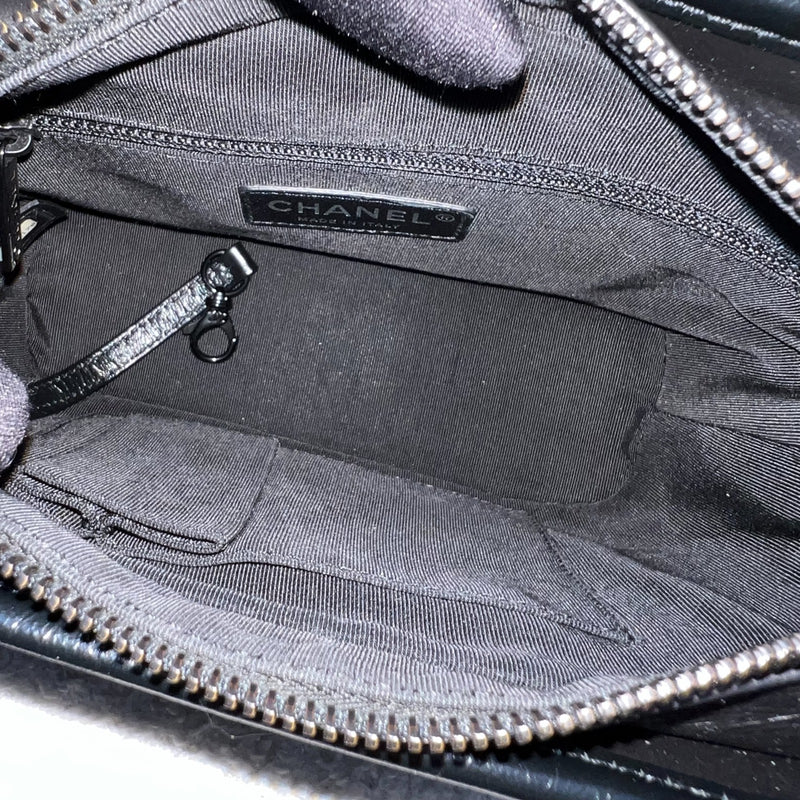 Chanel So Black Small Gabrielle Hobo Bag in Black Distressed Leather and Black HW