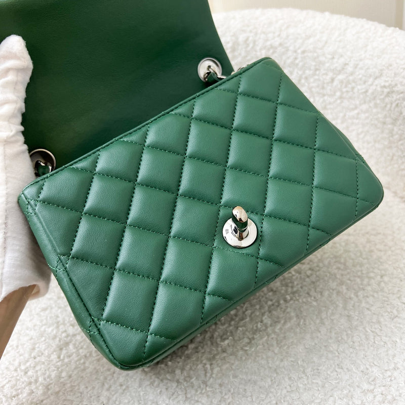 Chanel Classic Square Mini Flap in Forest Green Stiff Lambskin and SHW