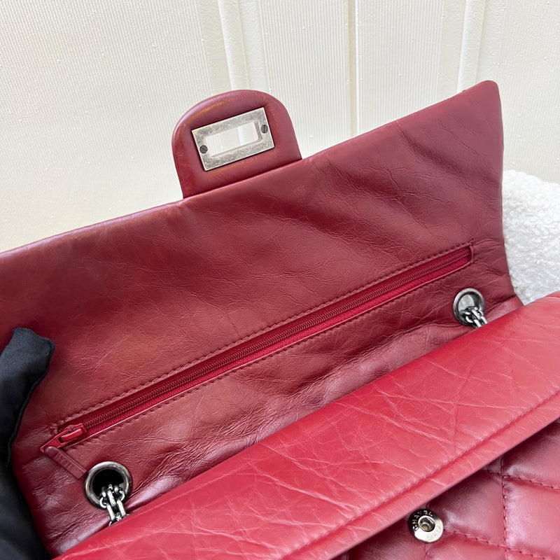 Chanel 2.55 Reissue Large 226 Flap in Dark Red Distressed Calfskin and RHW