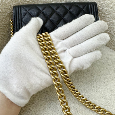 Chanel Boy Clutch on Chain WOC in Black Caviar AGHW