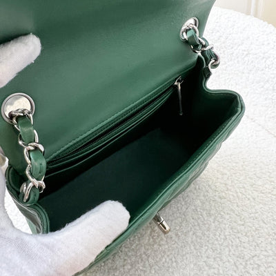 Chanel Classic Square Mini Flap in Forest Green Stiff Lambskin and SHW