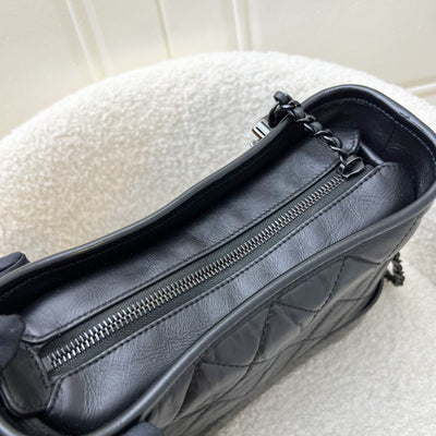 Chanel So Black Small Gabrielle Hobo Bag in Black Distressed Leather and Black HW