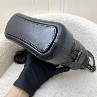 Chanel So Black Small Gabrielle Hobo Bag in Black Distressed Leather and Black HW