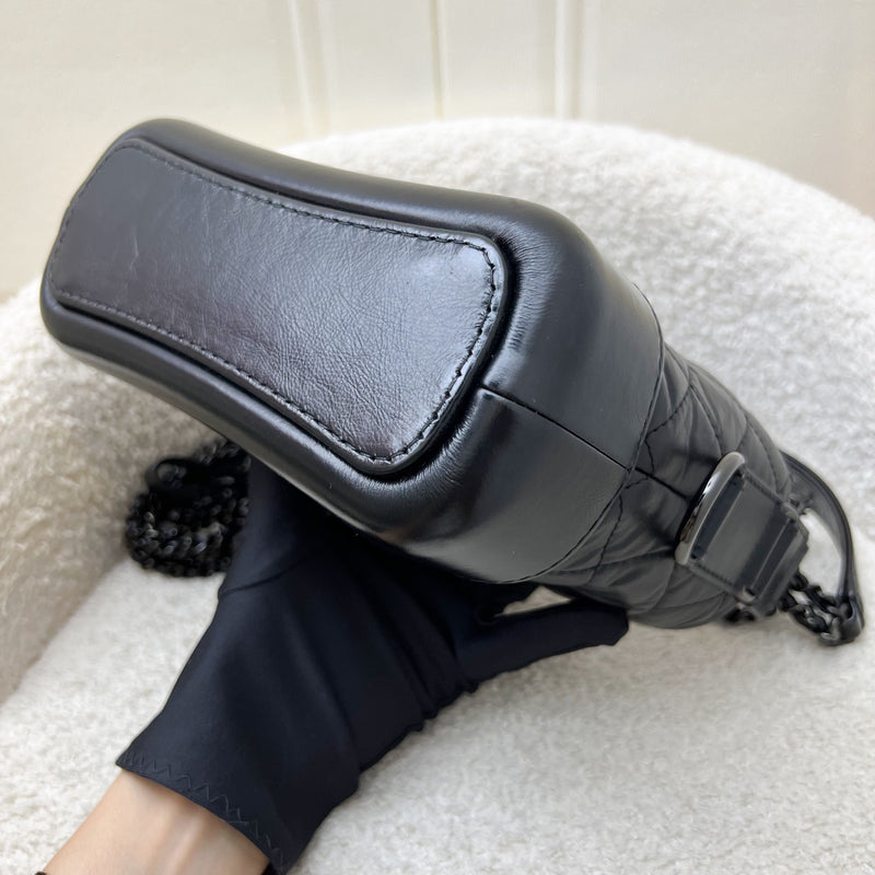 Chanel So Black Small Gabrielle Hobo Bag in Black Distressed Leather and Black HW