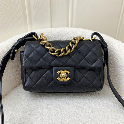 Chanel Mini Trapezio Flap Bag in Black Sheepskin AGHW