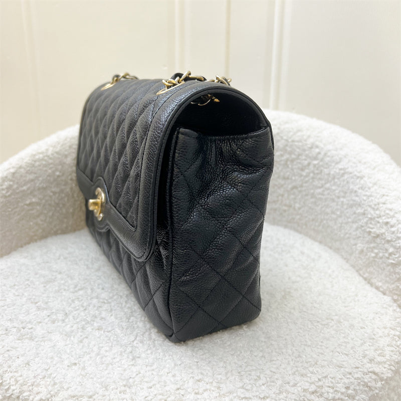 Chanel 16C Two-Tone Day Medium Flap in Distressed Black Caviar and Matte GHW