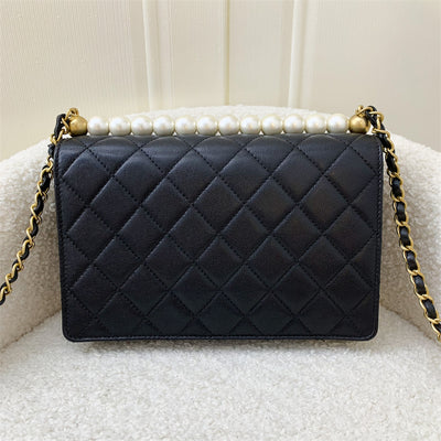 Chanel Small Chic Pearls Flap in Black Goatskin and AGHW