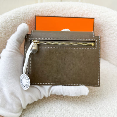 Hermes Kelly Pocket Compact Wallet in Etoupe Epsom Leather and GHW