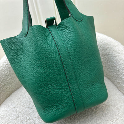 Hermes Picotin 18 in Vert Vertigo Clemence Leather and PHW